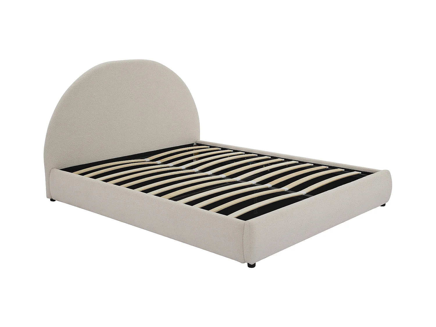 Letto con contenitore 160 x 200 cm Tessuto bouclette Panna - LIRIMO