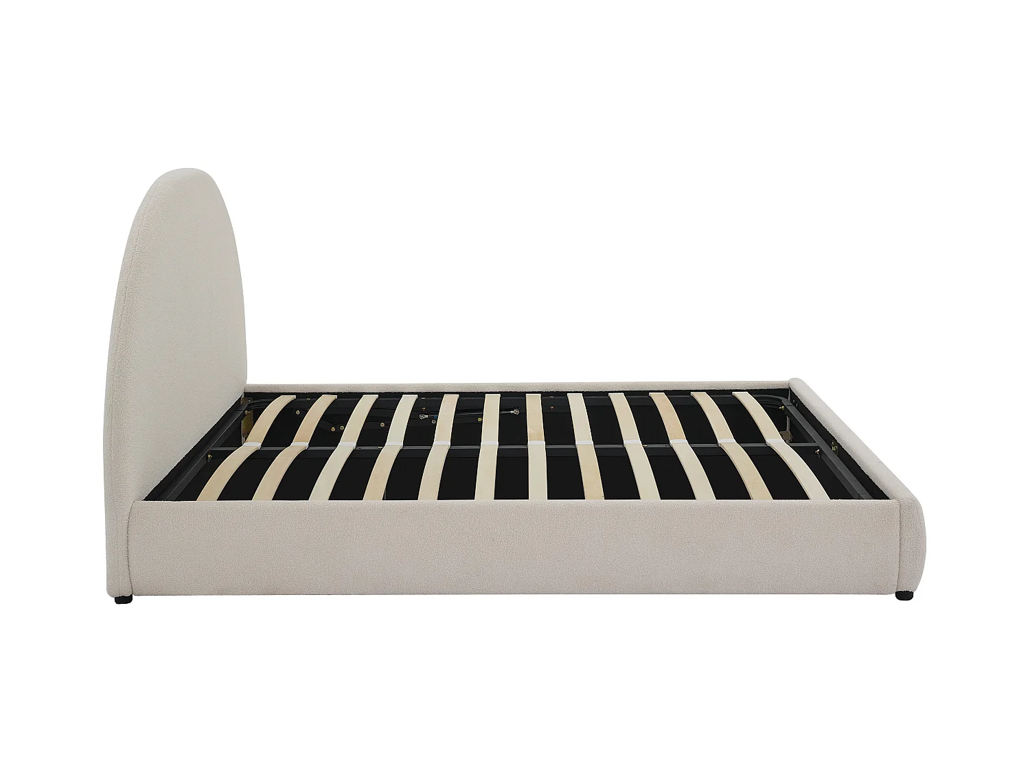 Letto con contenitore 160 x 200 cm Tessuto bouclette Panna - LIRIMO