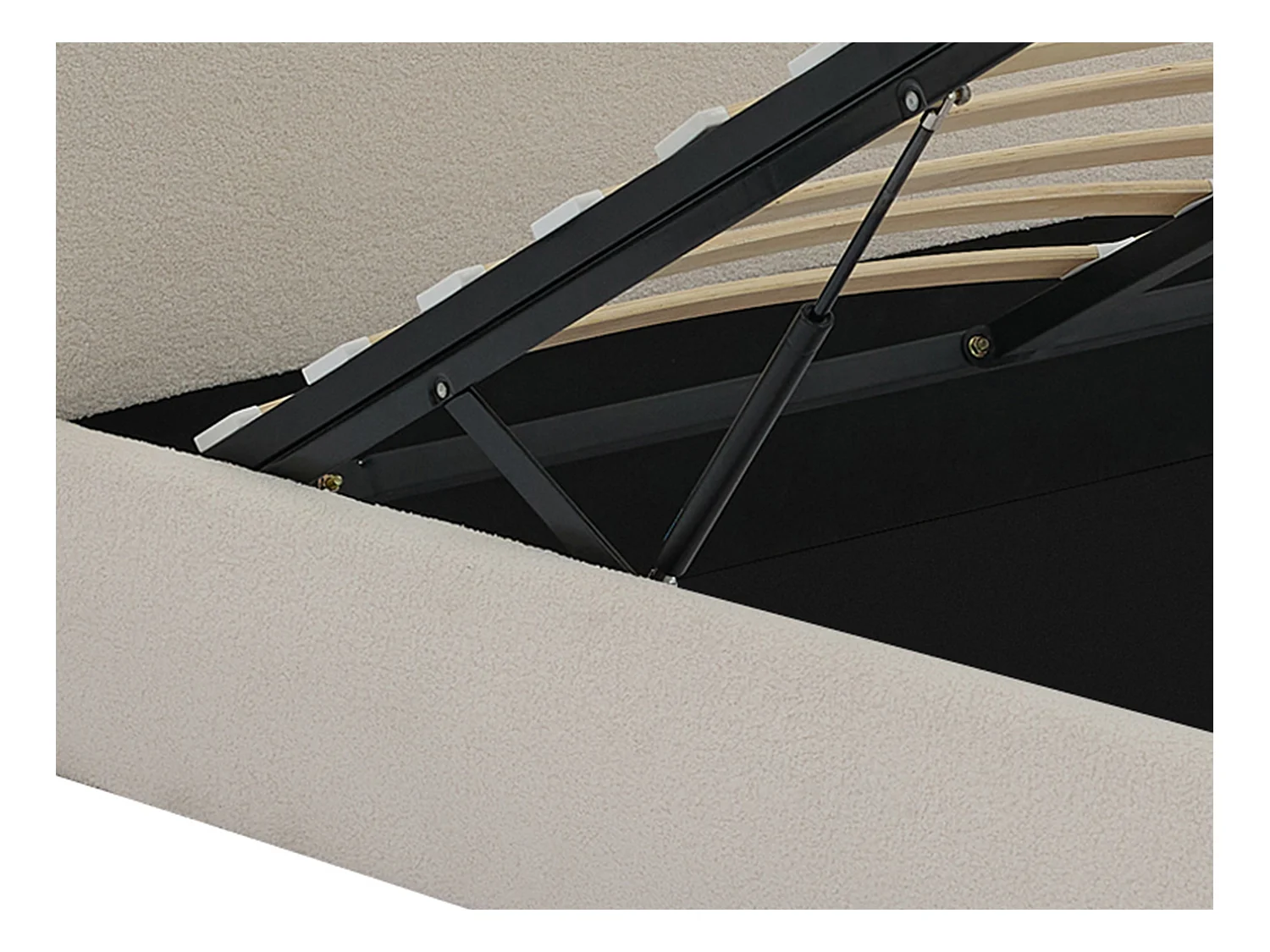 Letto con contenitore 160 x 200 cm Tessuto bouclette Panna - LIRIMO