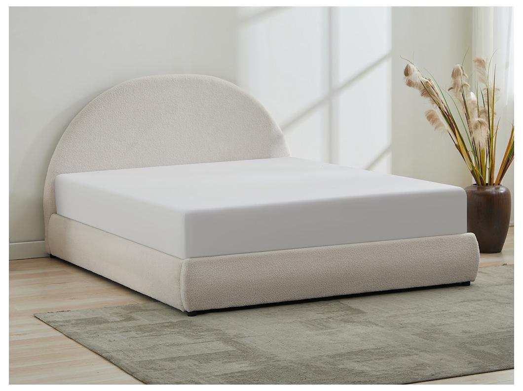 Bett mit Bettkasten - 160 x 200 cm - Bouclé-Stoff - Cremefarben - LIRIMO