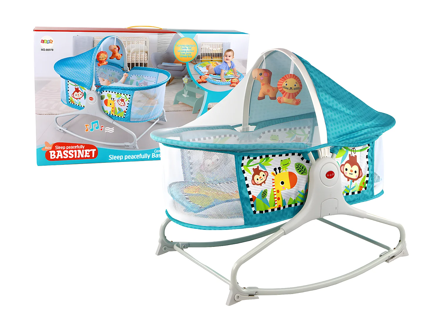 Entwickelnde Wiege 2 in 1 Matte für Kinder Vibrant Blau Schaukelbett Multifunktional