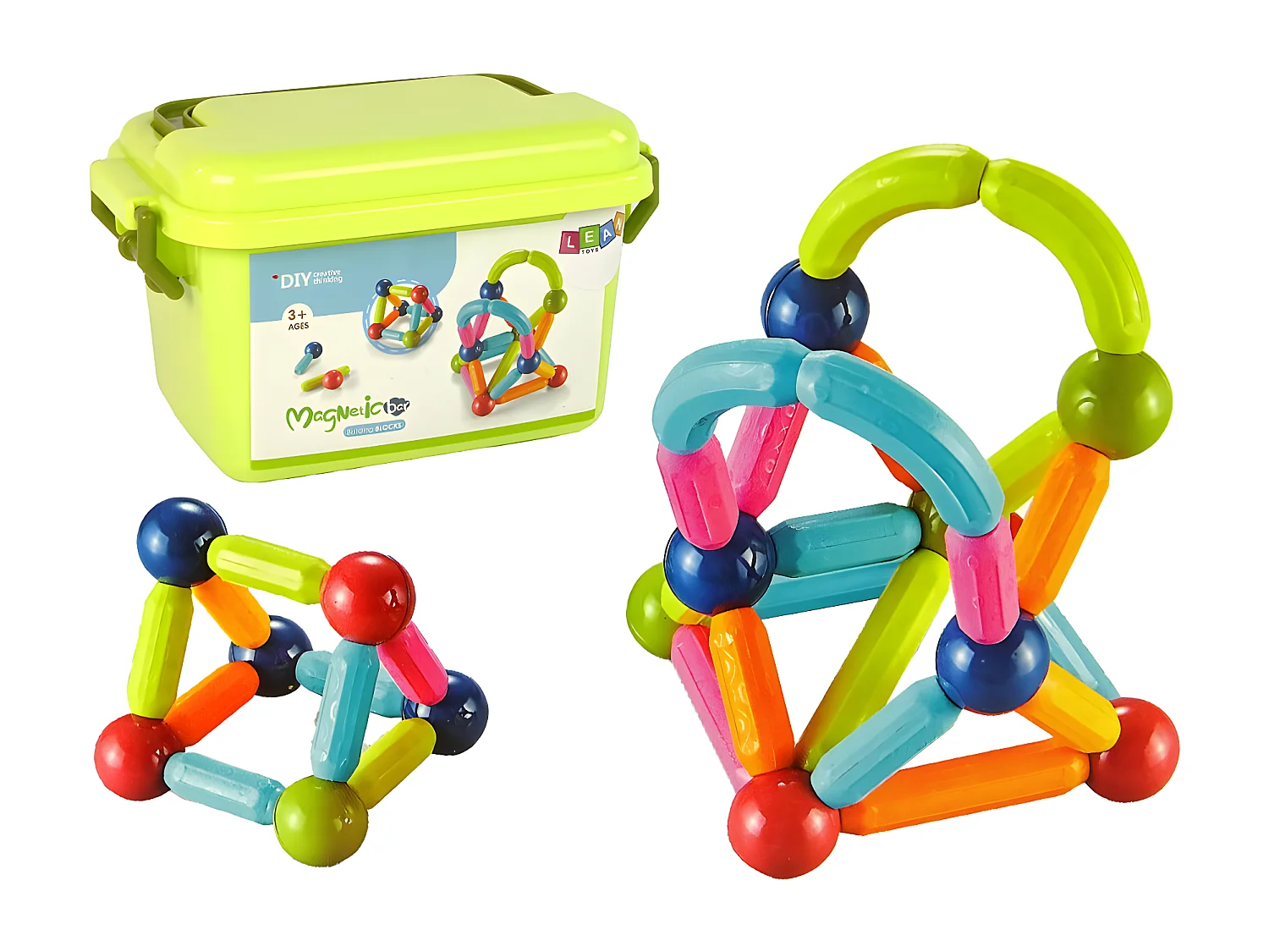 Construction Pédagogique Briques Magnétiques Trunk 34 éléments