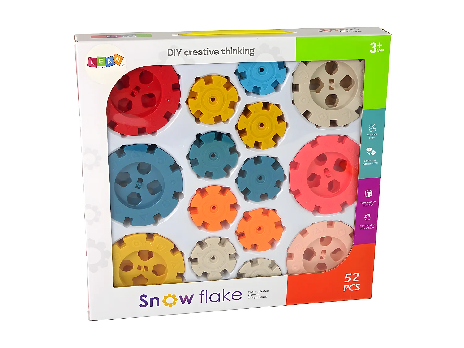 Set mit Schneeflocken-Bausteinen für Kinder - 52 mehrfarbige Teile