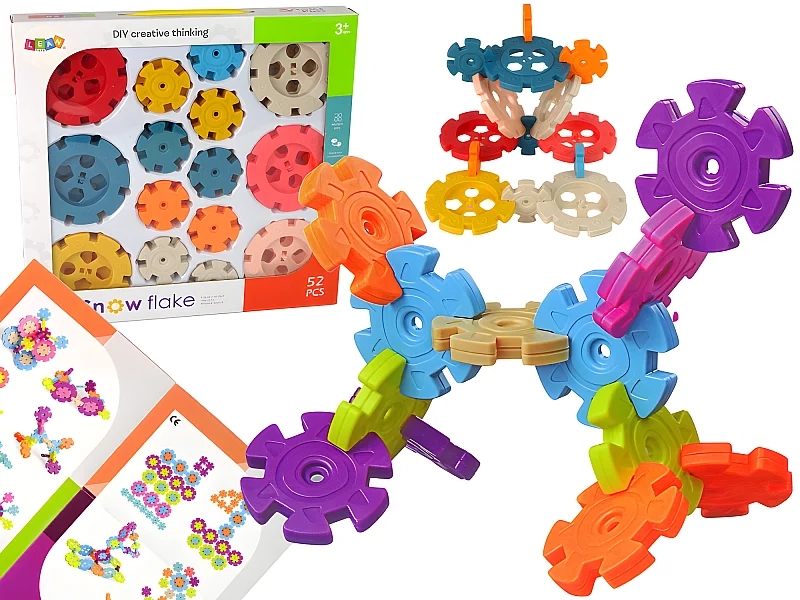 Conjunto de blocos de construção de flocos de neve para crianças - 52 peças multicoloridas