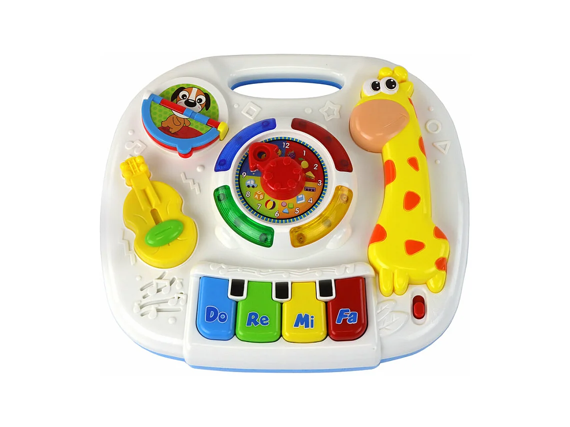 Tableau d'éducation interactif 2 en 1 pour enfants en bas âge avec horloge mobile et activités musicales