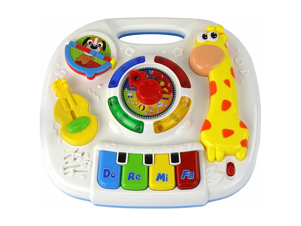 Tableau d'éducation interactif 2 en 1 pour enfants en bas âge avec horloge mobile et activités musicales