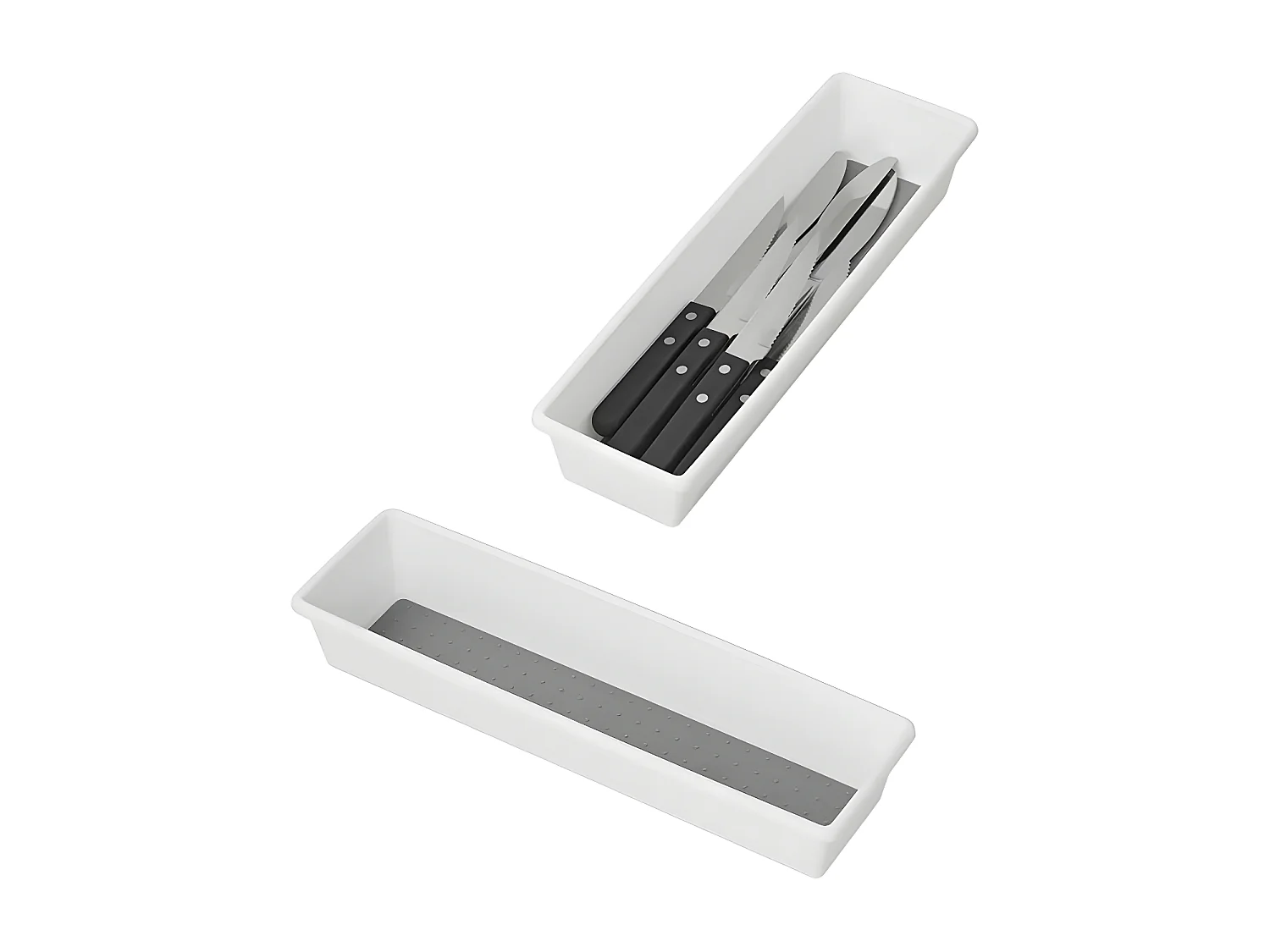 Bestekbak Range Couverts Wit met Antislip Grijze Rubberen Oppervlak 33,2 x 9,5 x 5,2 cm