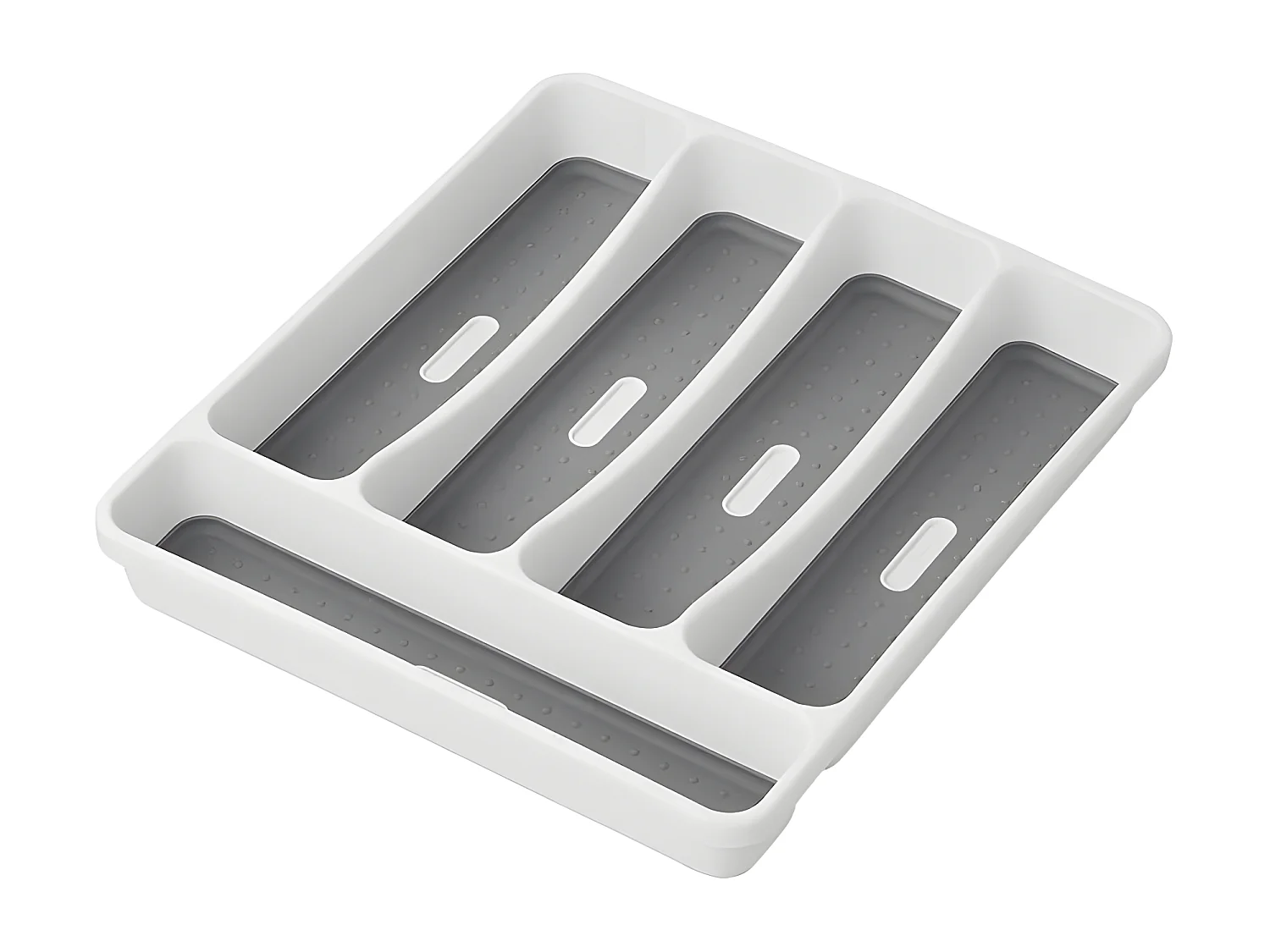 Range-Couverts avec 5 Compartiments en Plastique Antidérapant Blanc et Gris Multicolore 32,5 x 28,5 x 4,5 cm