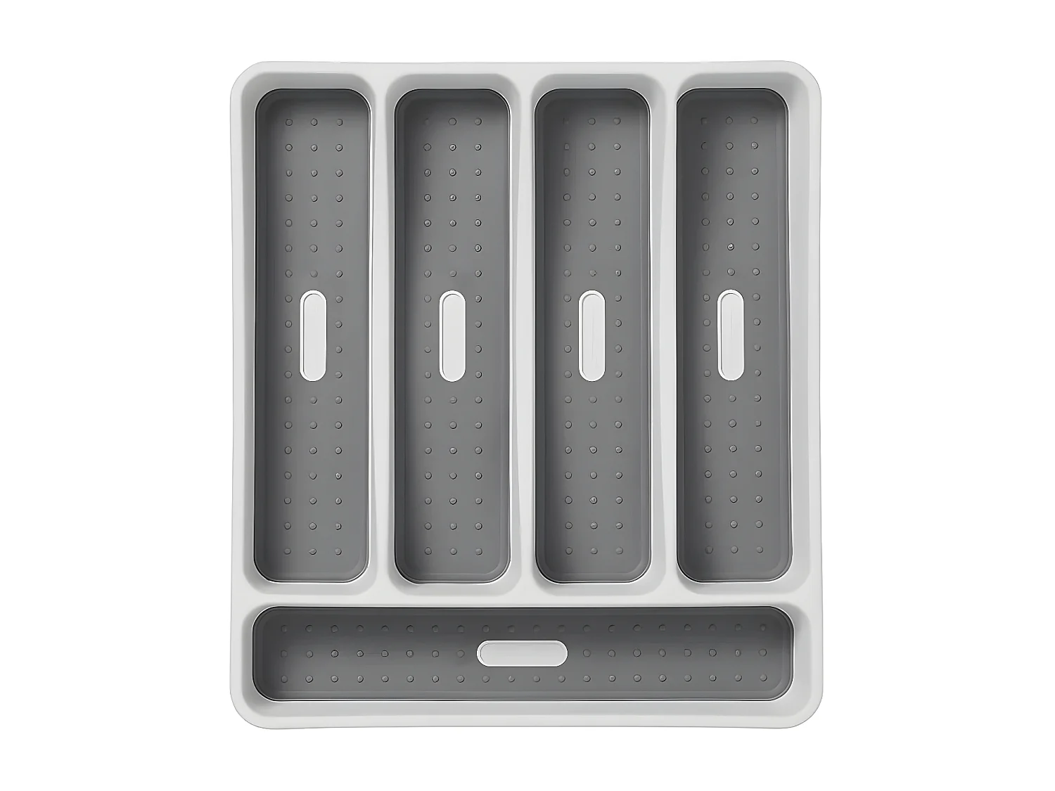 Range-Couverts avec 5 Compartiments en Plastique Antidérapant Blanc et Gris Multicolore 32,5 x 28,5 x 4,5 cm