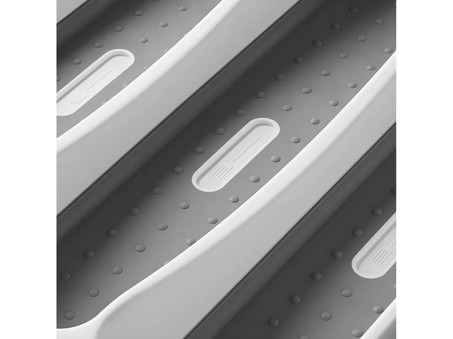 Range-Couverts avec 5 Compartiments en Plastique Antidérapant Blanc et Gris Multicolore 32,5 x 28,5 x 4,5 cm