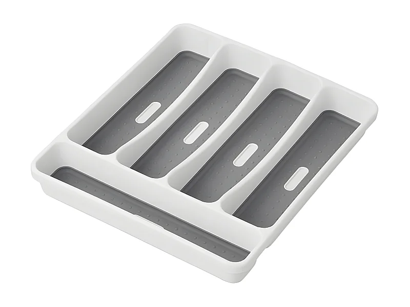 Range-Couverts avec 5 Compartiments en Plastique Antidérapant Blanc et Gris Multicolore 32,5 x 28,5 x 4,5 cm