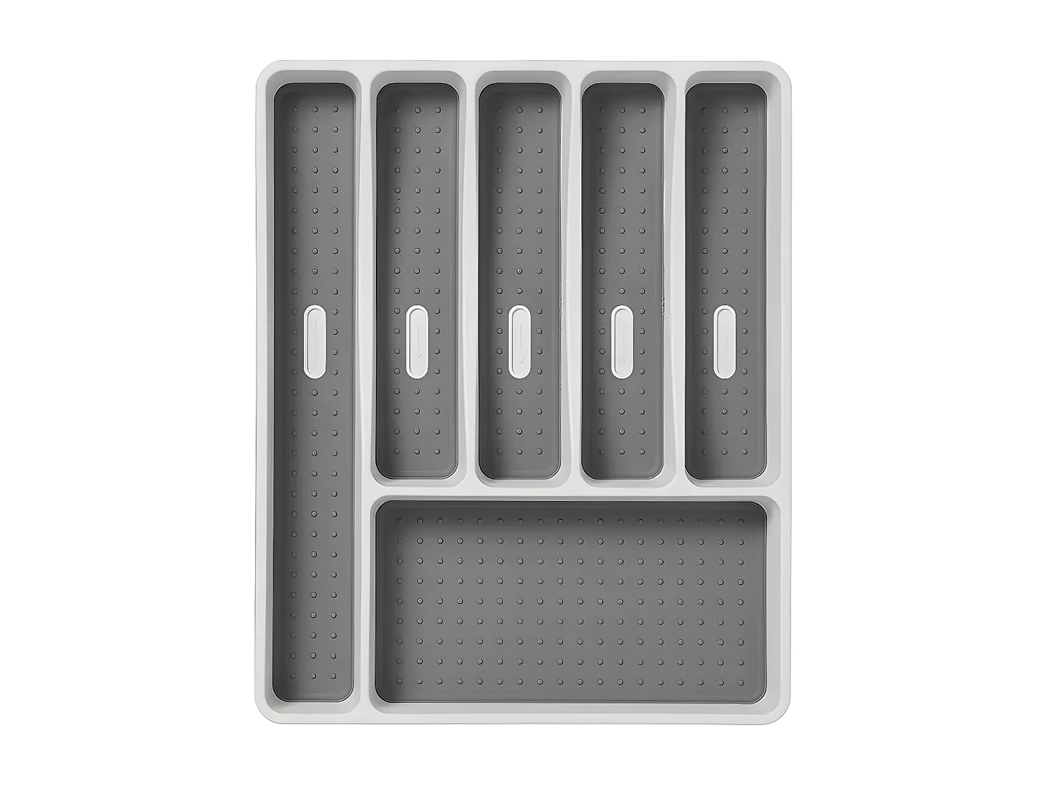 Range Couverts avec 6 compartiments en PP+TPR, blanc avec surface antidérapante grise