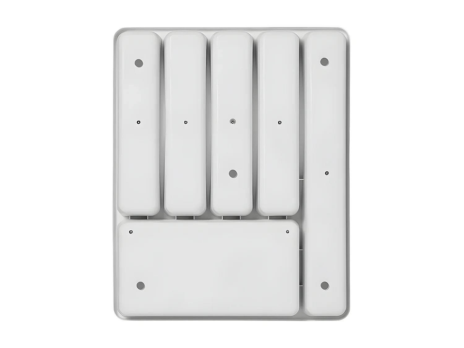 Range Couverts avec 6 compartiments en PP+TPR, blanc avec surface antidérapante grise