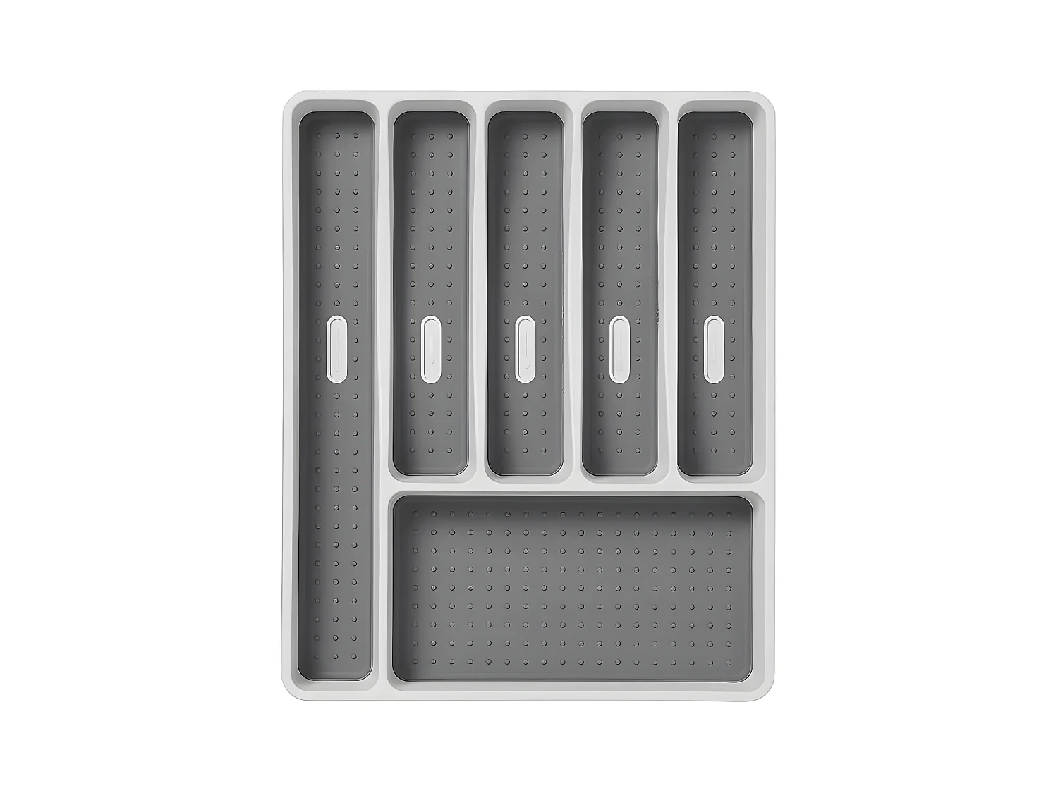 Range Couverts avec 6 compartiments en PP+TPR, blanc avec surface antidérapante grise