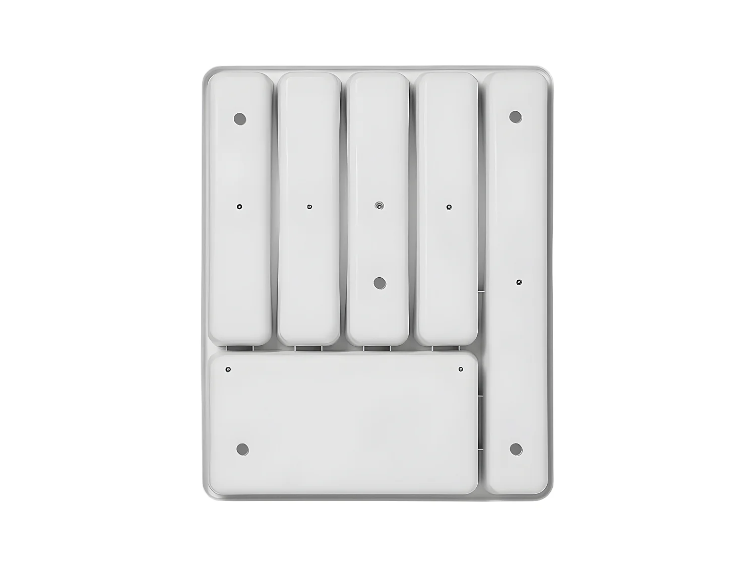 Range Couverts avec 6 compartiments en PP+TPR, blanc avec surface antidérapante grise