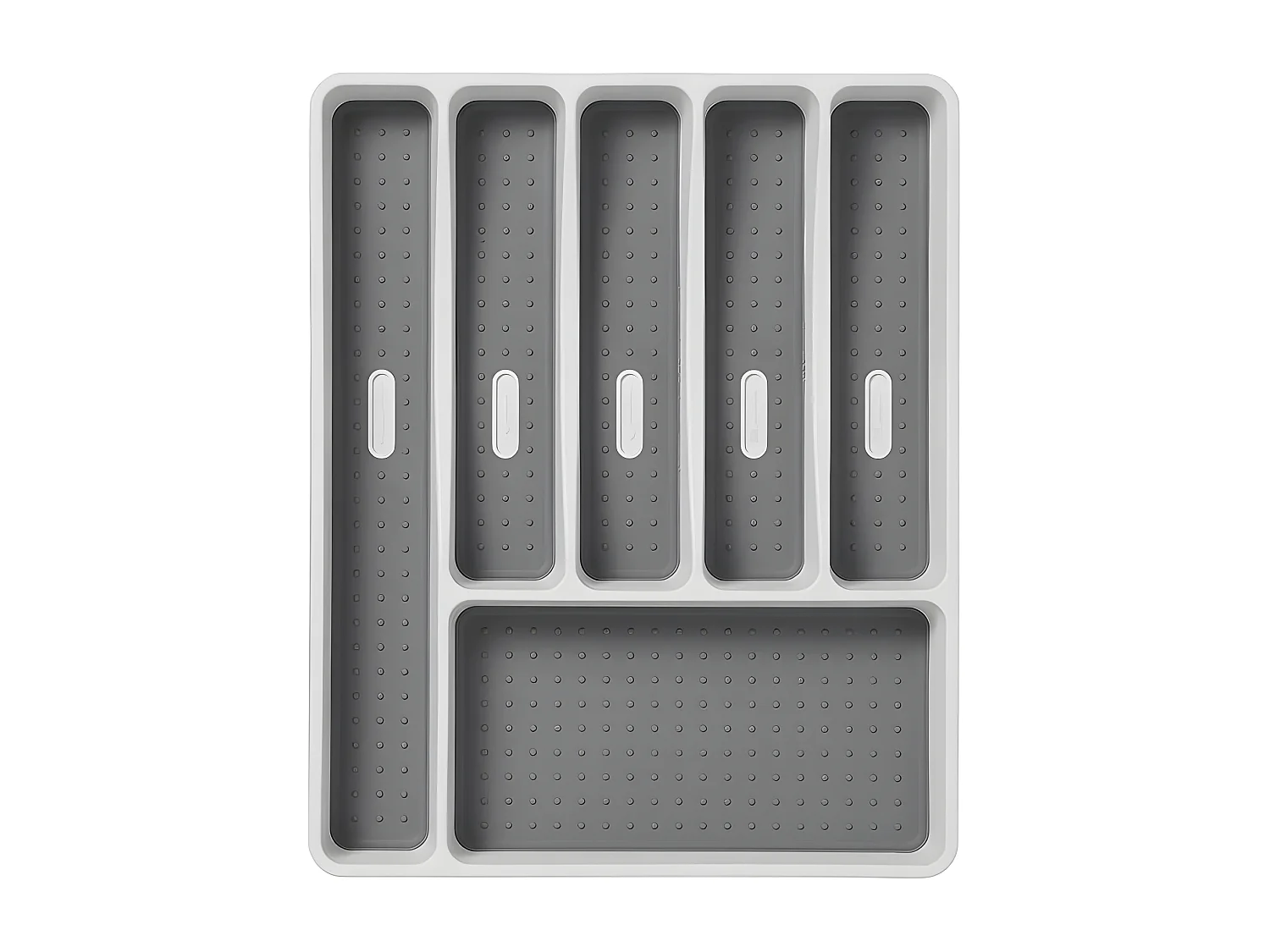 Range Couverts avec 6 compartiments en PP+TPR, blanc avec surface antidérapante grise