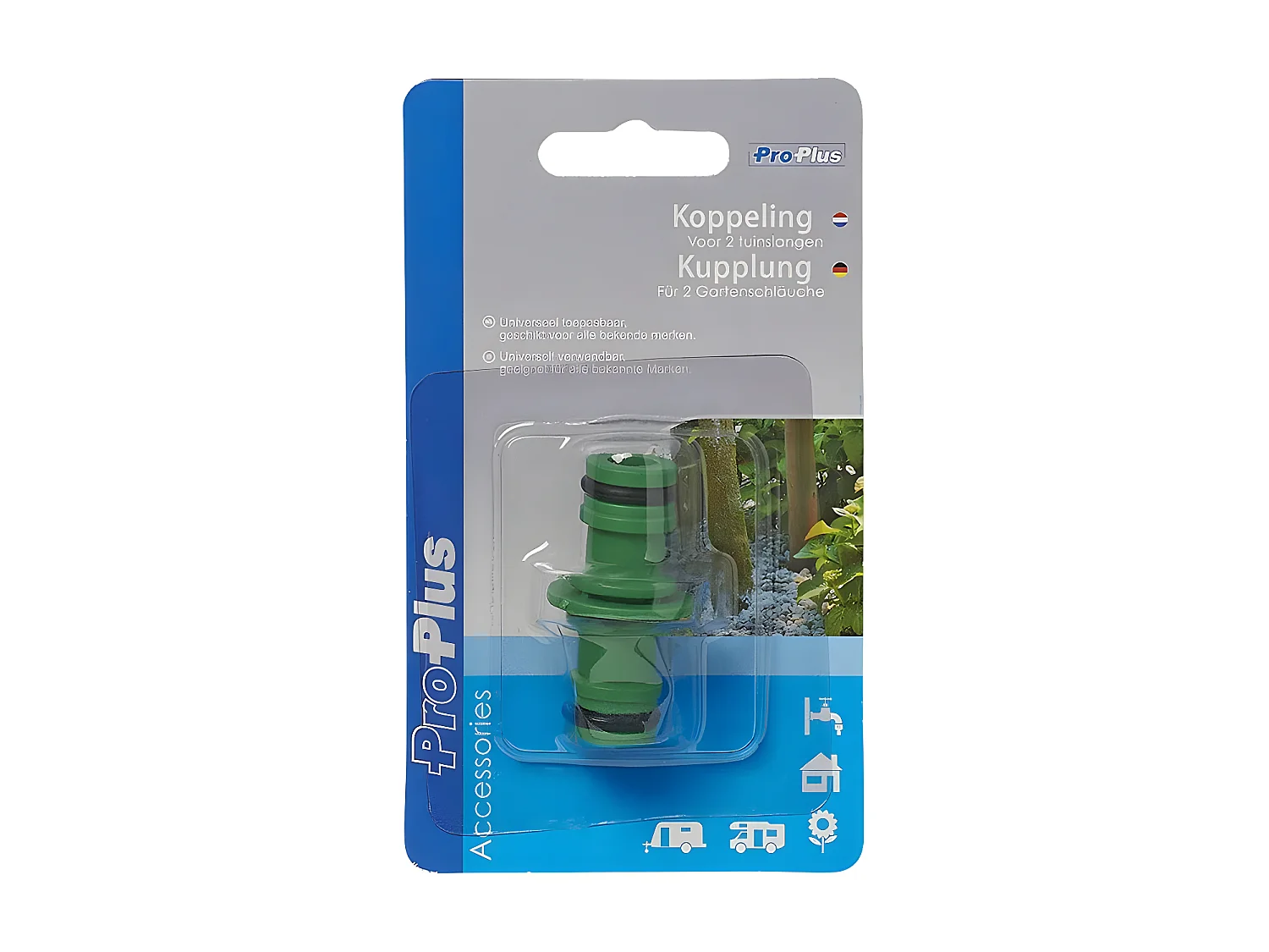 Connector voor 2 tuinslangen van alle grote merken - Multicolor