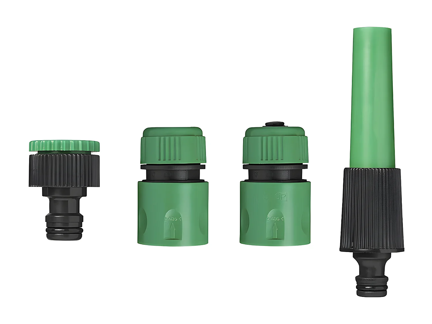 Conjunto de 4 Lanças de Rega para Mangueira de Jardim Ø 1/2-5/8" com Conectores e Torneira 2 em 1