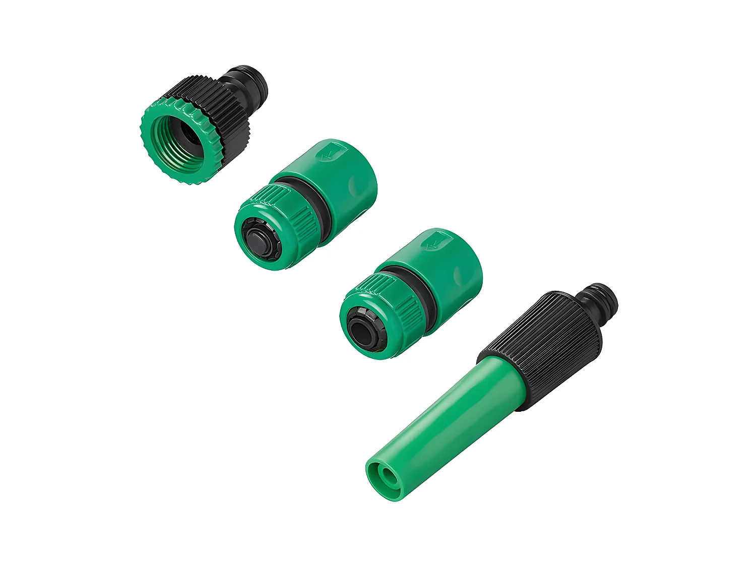Ensemble de Lance d'Arrosage 4-pièces pour Tuyau d'Arrosage Ø 1/2-5/8" avec Connecteurs et Nez de Robinet 2 en 1