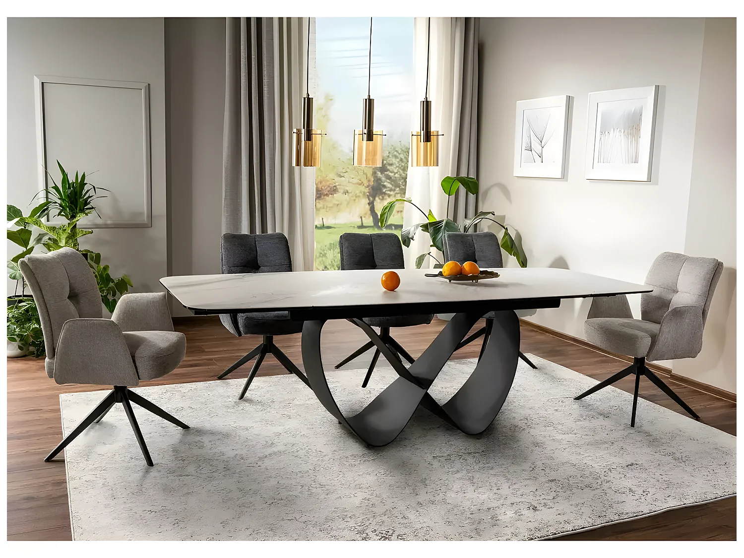 Tavolo da pranzo Infinity B (95x160-240)/Grigio,Bianco&Nero/Ceramica