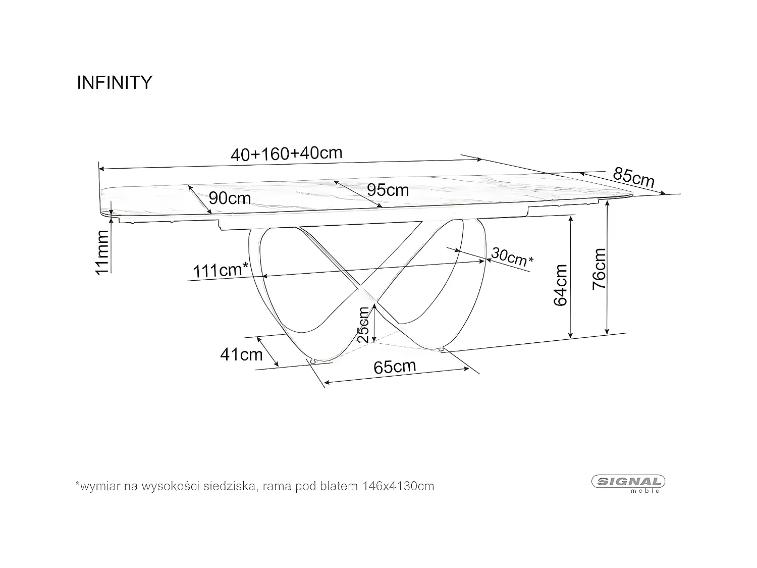 Table à manger Infinity B (95x160-240)/Gris,Blanc&Noir/Céramique