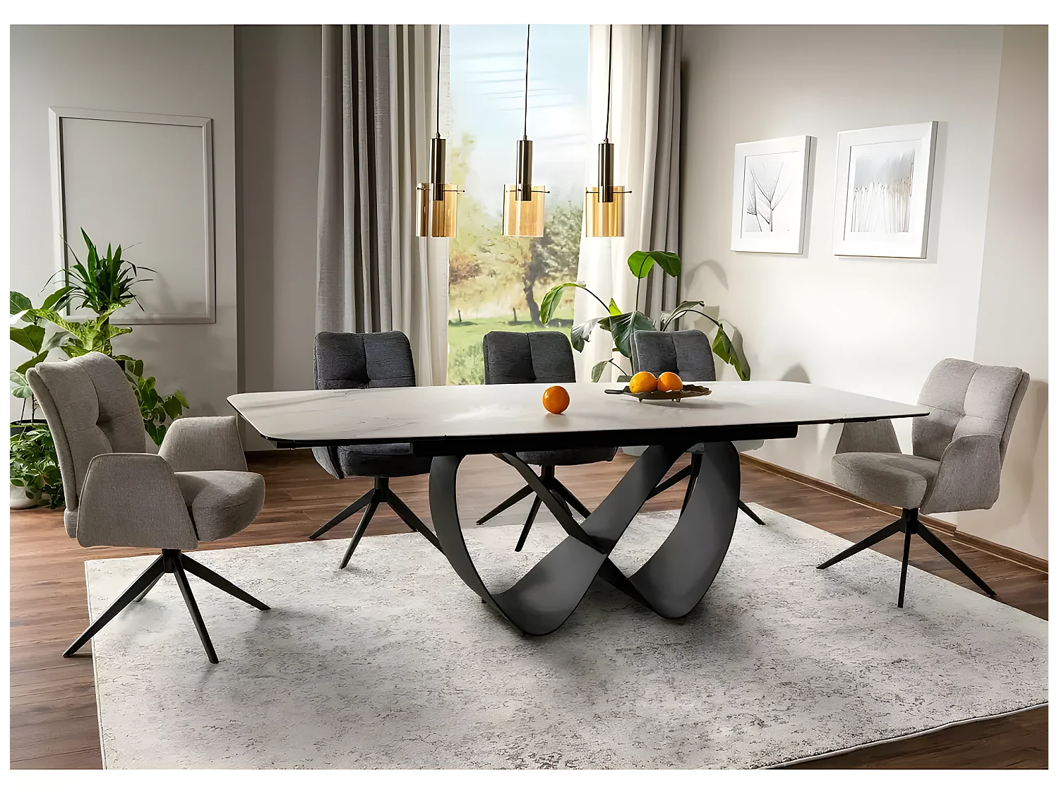 Tavolo da pranzo Infinity B (95x160-240)/Grigio,Bianco&Nero/Ceramica