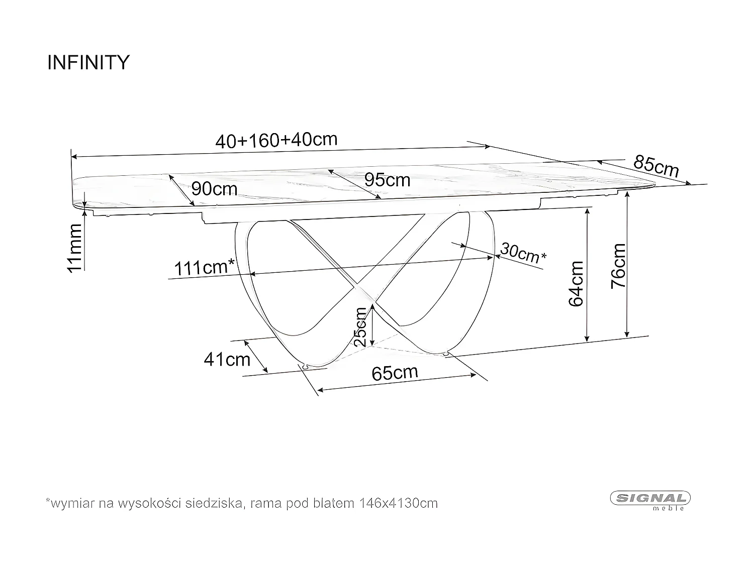 Tavolo da pranzo Infinity B (95x160-240)/Grigio,Bianco&Nero/Ceramica