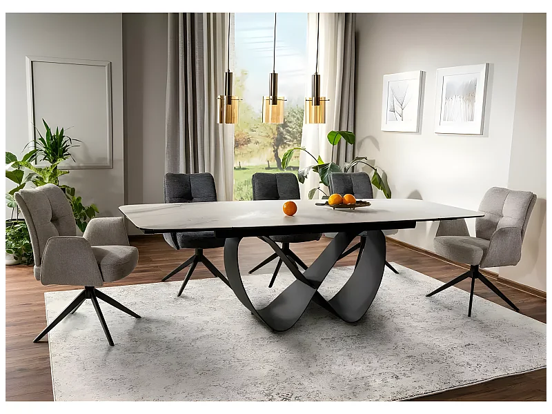 Tavolo da pranzo Infinity B (95x160-240)/Grigio,Bianco&Nero/Ceramica