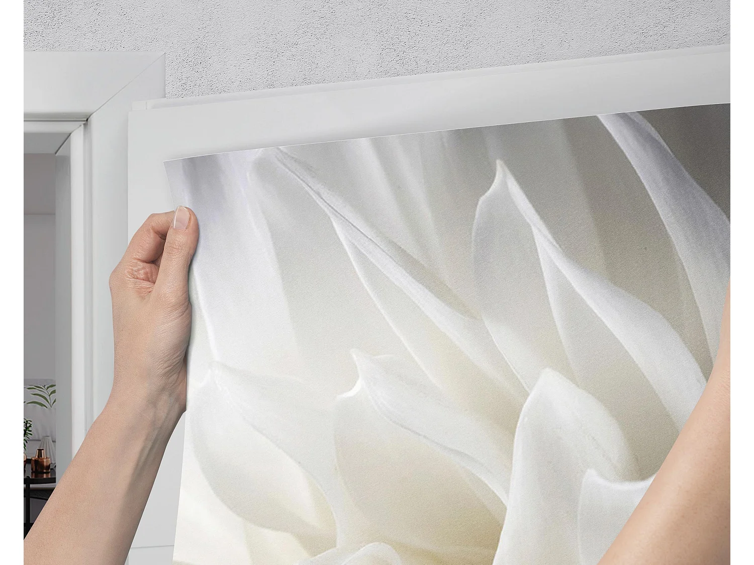 Selbstklebende Türaufkleber - Weiße Dahlie 75x205 cm