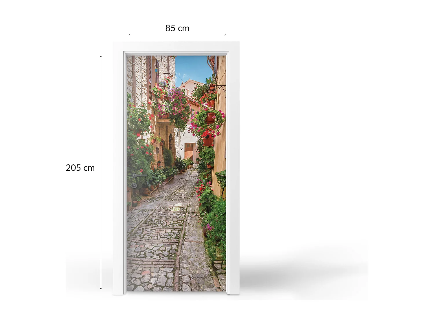 Papier peint photo pour portes intérieures - Charmante rue des fleurs 85x205 cm