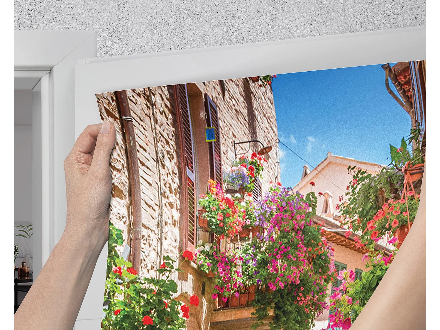 Fototapete für Innentüren - Charmante Blumenstraße 85x205 cm