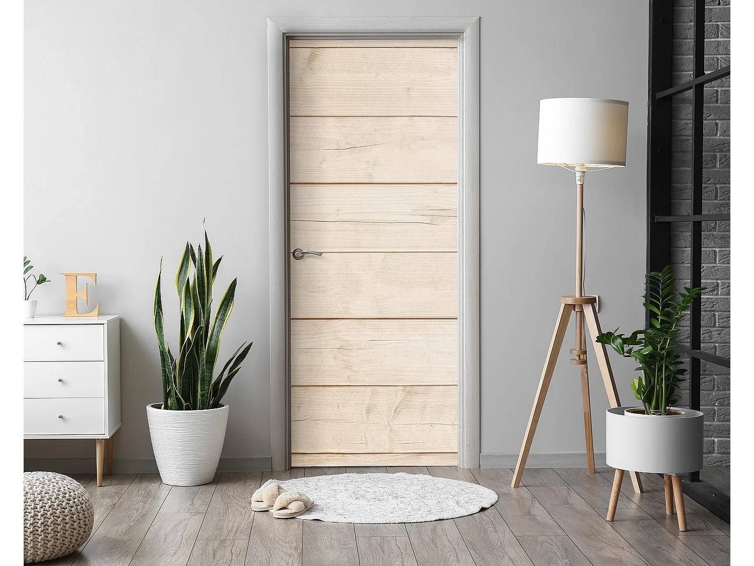 Fototapete für Innentüren - Helle Holzbretter 75x205 cm