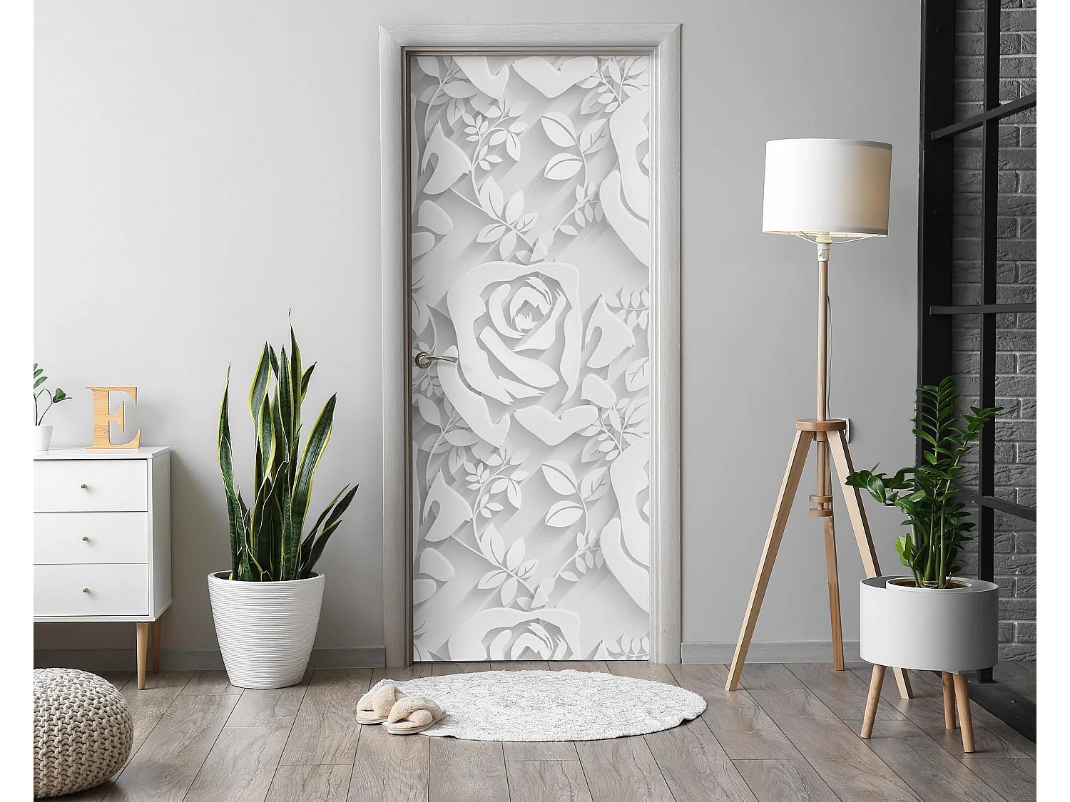 Stickers de porte autocollants - Roses en papier 95x205 cm