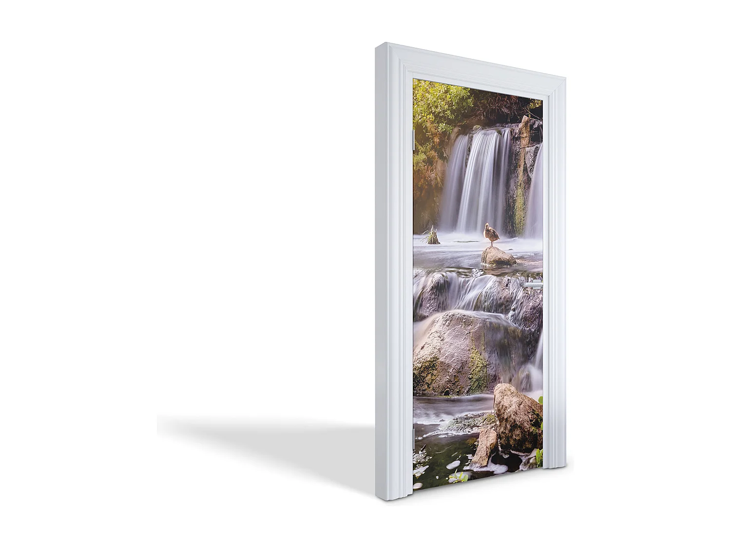 Dekorative Aufkleber für Innentüren - Ente auf Wasserfall 85x205 cm