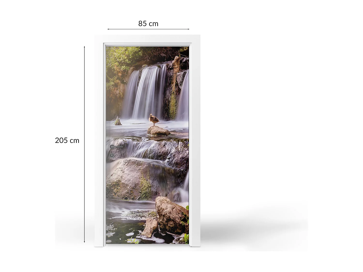 Dekorative Aufkleber für Innentüren - Ente auf Wasserfall 85x205 cm