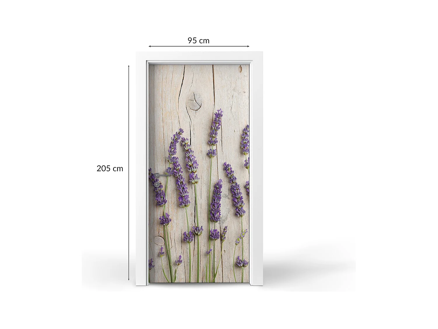 Papier peint photo pour portes intérieures - Lavande sur bois 95x205 cm