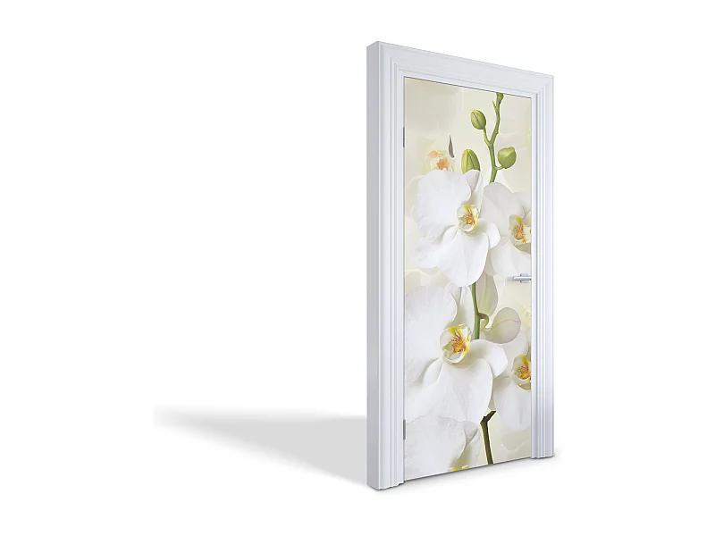 Selbstklebende Türaufkleber - Weiße Orchideen 85x205 cm