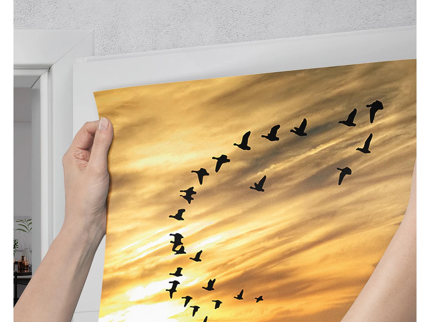 Papier peint photo pour portes intérieures - Coucher de soleil sur le lac 95x205 cm