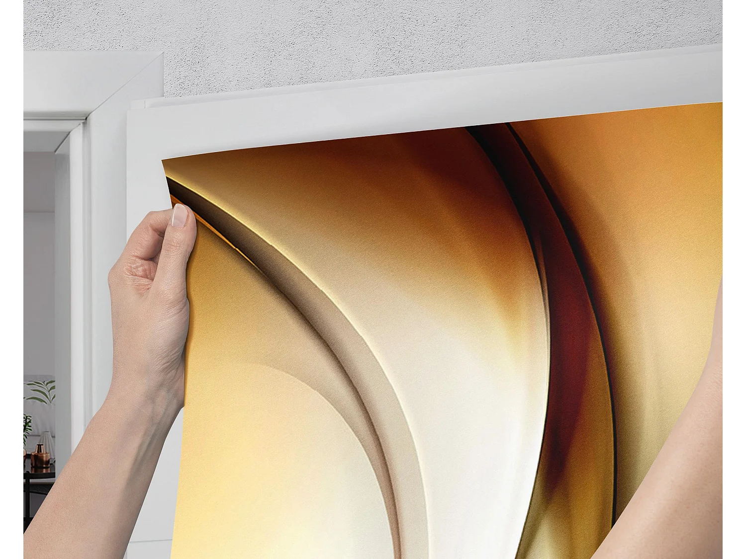 Stickers décoratifs pour portes intérieures - Vagues abstraites 95x205 cm