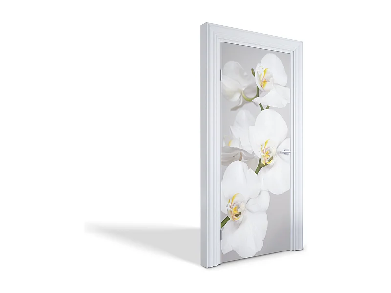 Selbstklebende Türaufkleber - Weiße Orchideen 85x205 cm