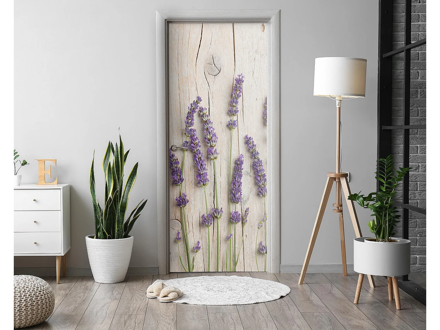 Fototapete für Innentüren - Lavendel auf Holz 85x205 cm