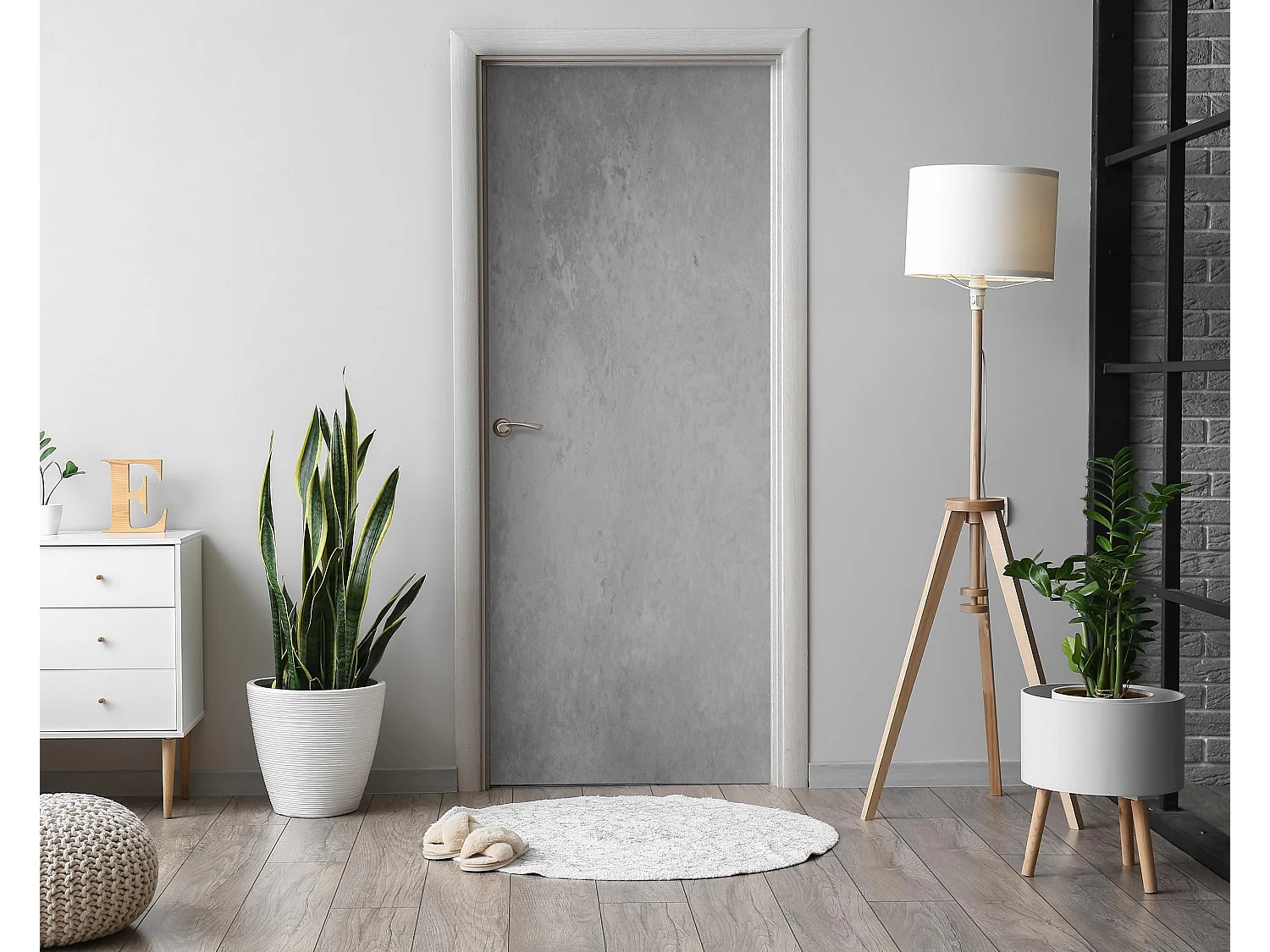 Stickers décoratifs pour portes intérieures - Texture grise 95x205 cm