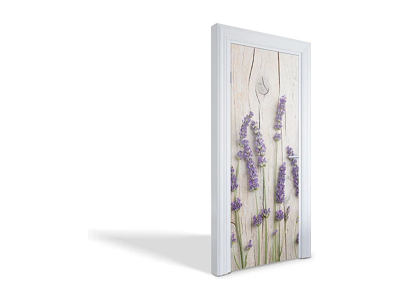 Papier peint photo pour portes intérieures - Lavande sur bois 75x205 cm