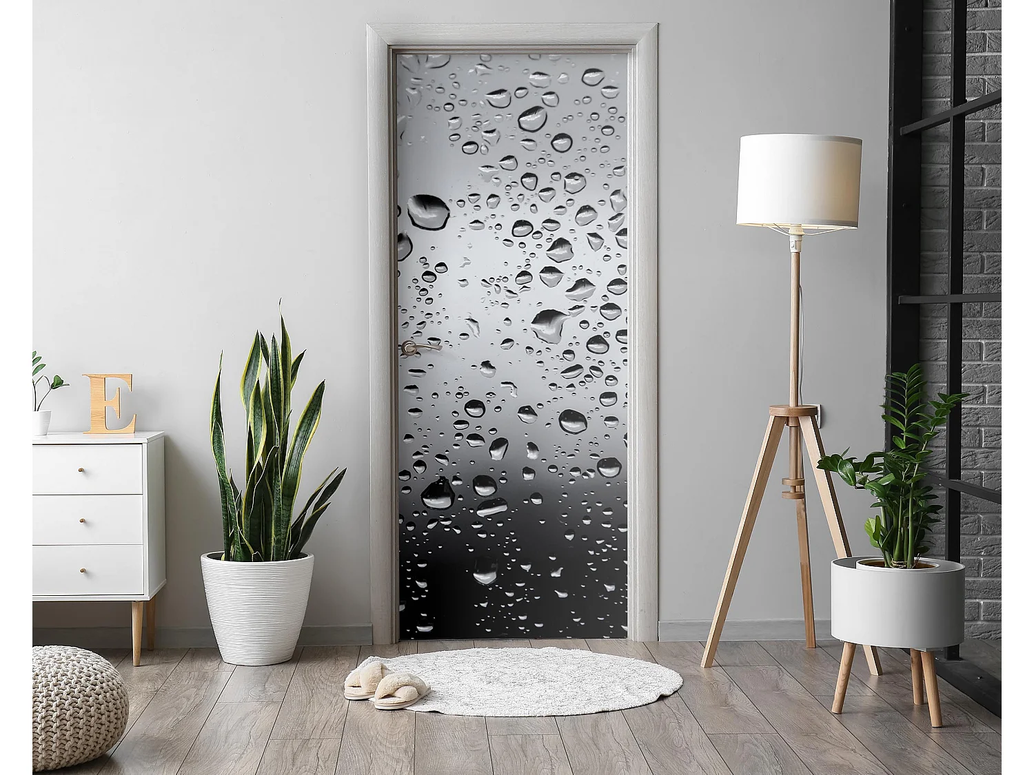 Dekorative Aufkleber für Innentüren - Regentropfen 85x205 cm