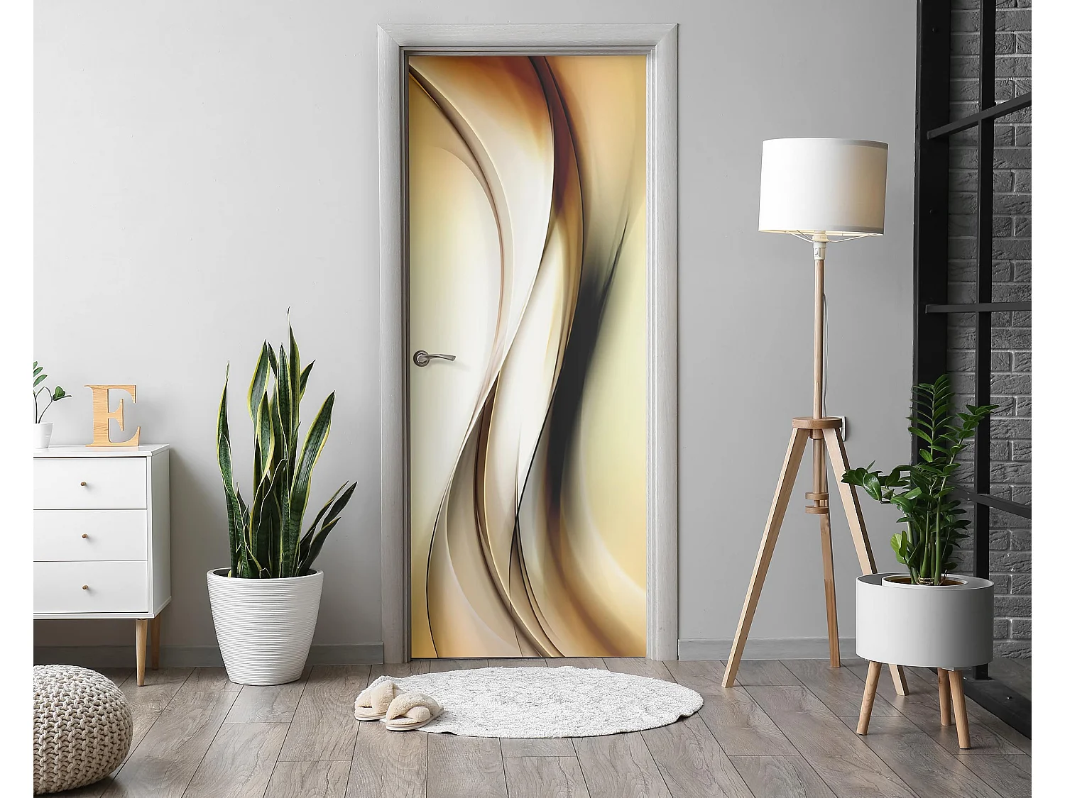 Stickers décoratifs pour portes intérieures - Vagues abstraites 75x205 cm