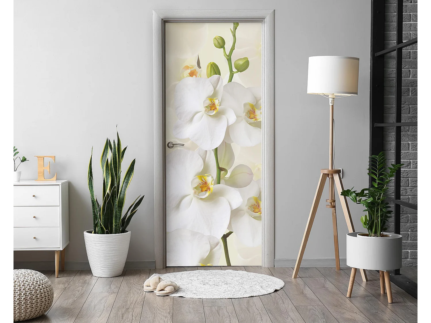 Selbstklebende Türaufkleber - Weiße Orchideen 75x205 cm