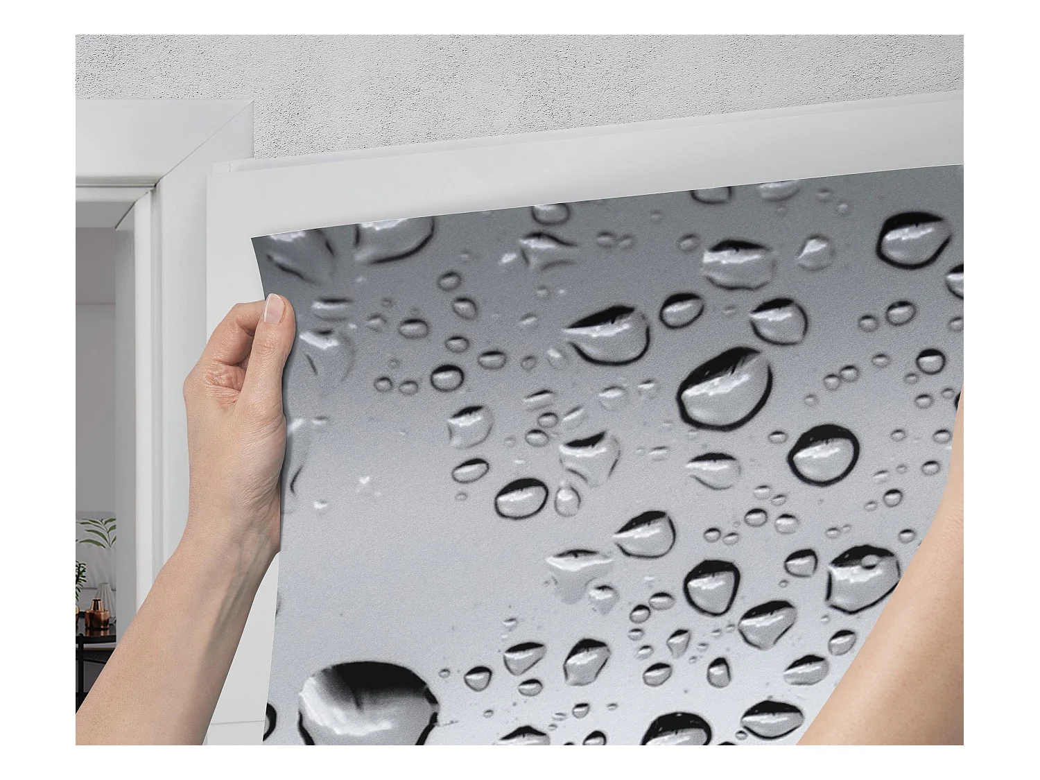 Dekorative Aufkleber für Innentüren - Regentropfen 95x205 cm