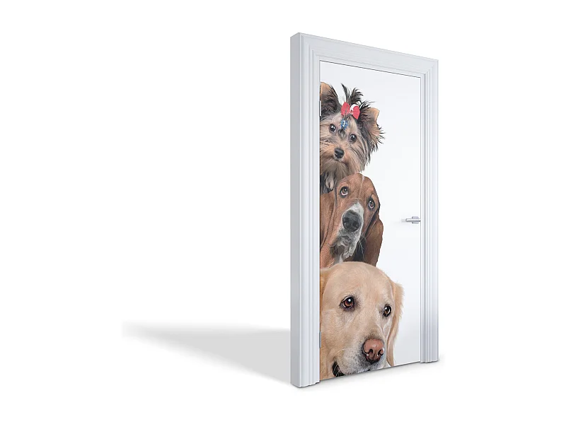 Stickers de porte autocollants - Trois chiens ensemble 85x205 cm