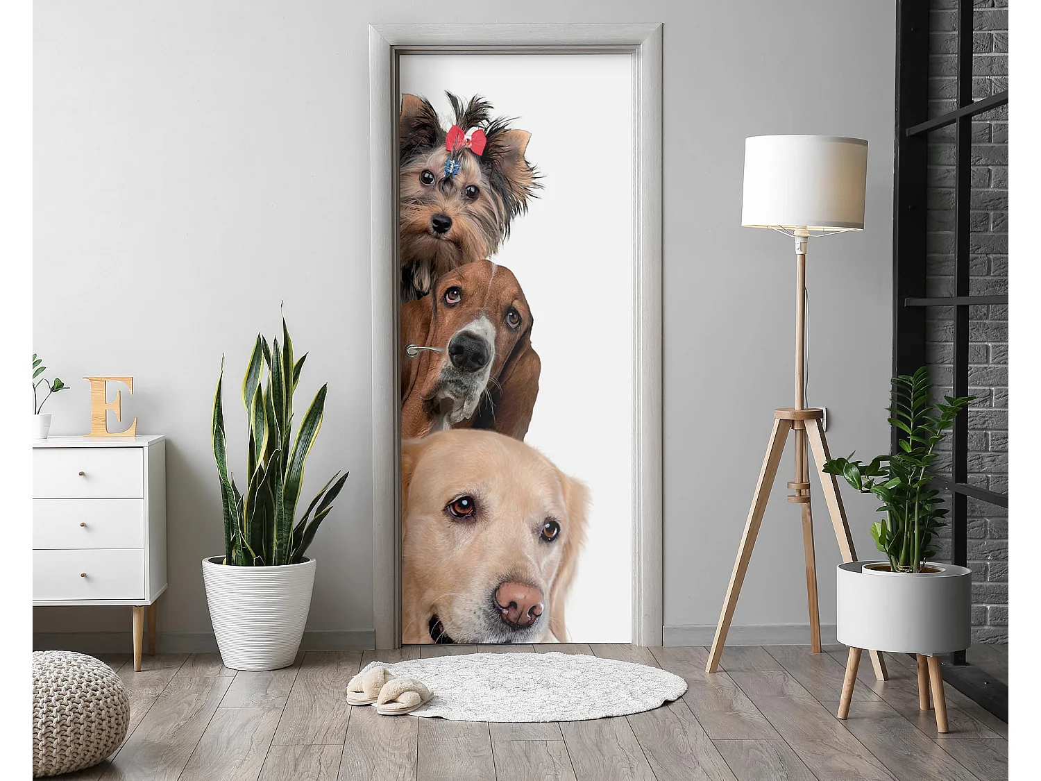 Stickers de porte autocollants - Trois chiens ensemble 85x205 cm