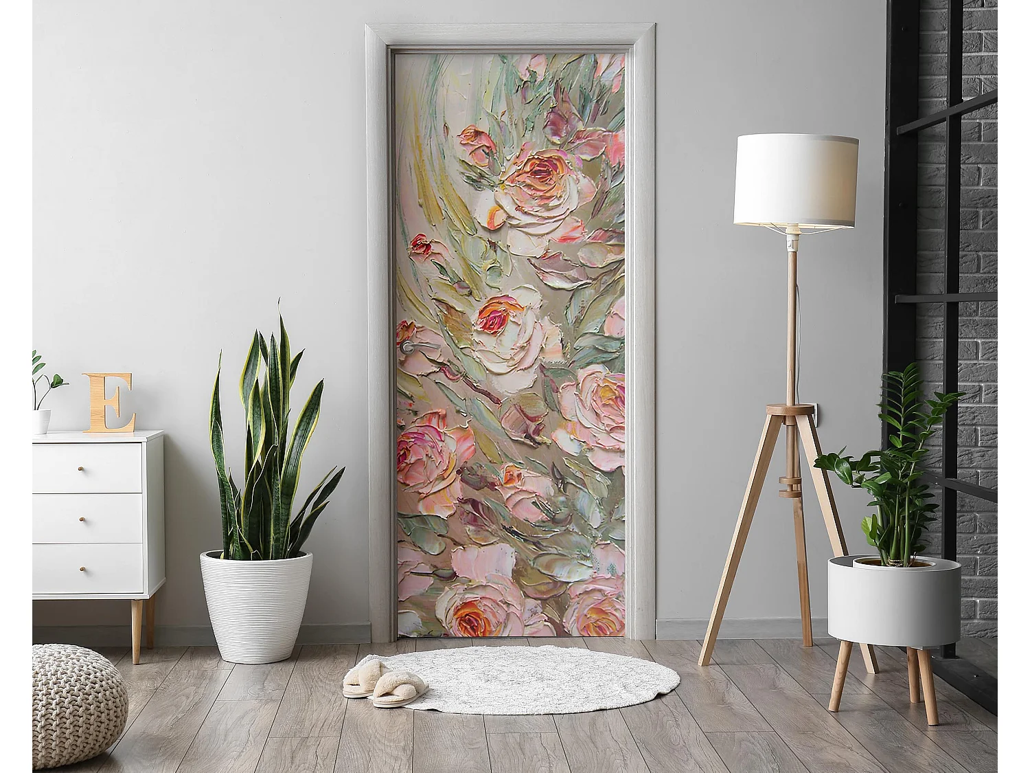 Selbstklebende Türaufkleber - Rosenstrauß 85x205 cm